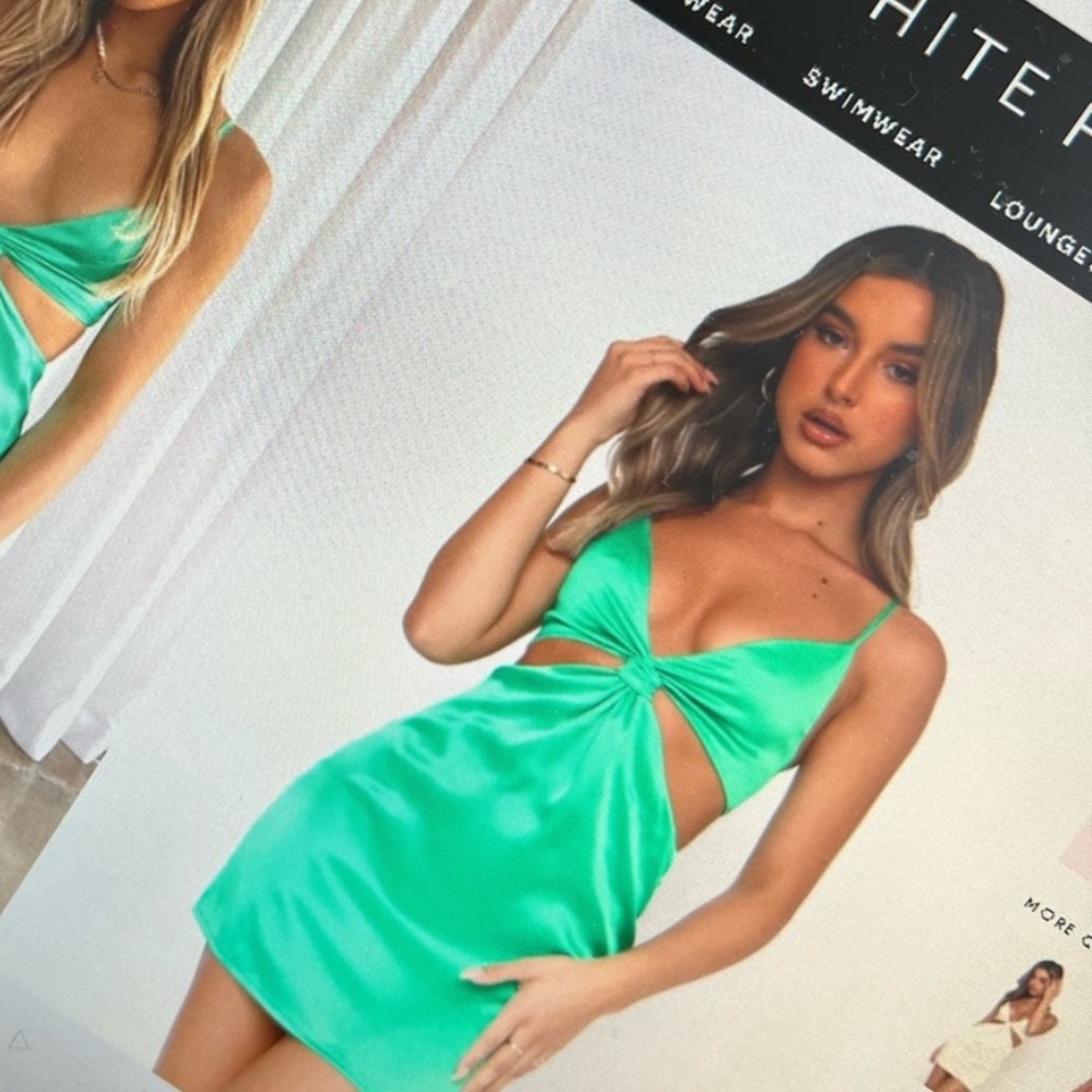 Green  dress from white fox